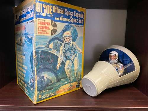 VINTAGE GI JOE ACTION PILOT SPACE CAPSULE WITH A 1964 Original GI Joe Figure AND BOX 1966